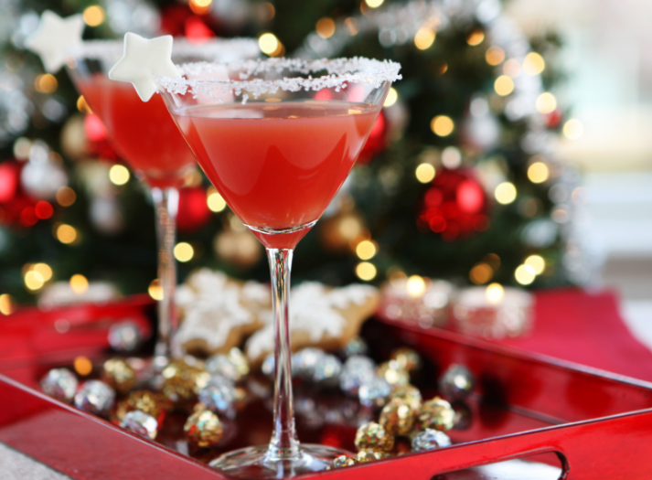 A picture containing a red Christmas cocktail