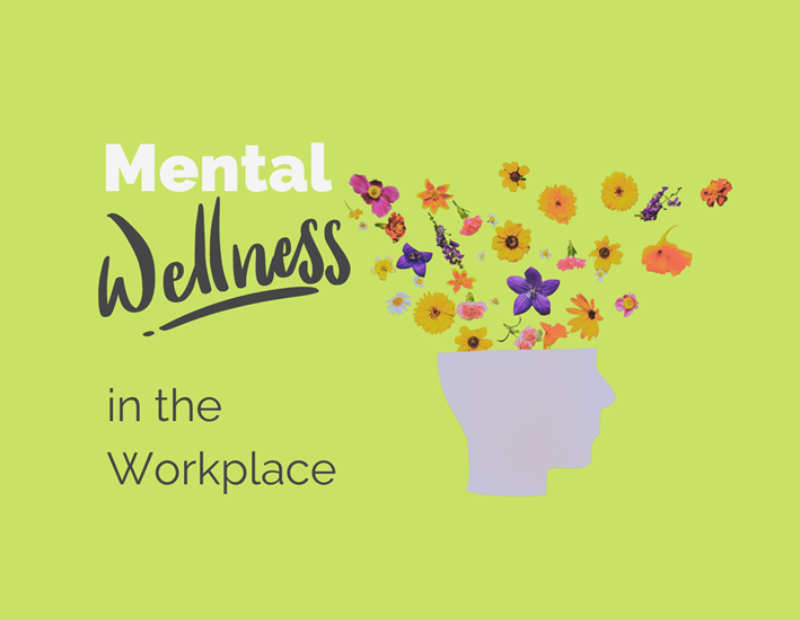 Mental Wellness in the workplace. Head with flowers coming out of it.