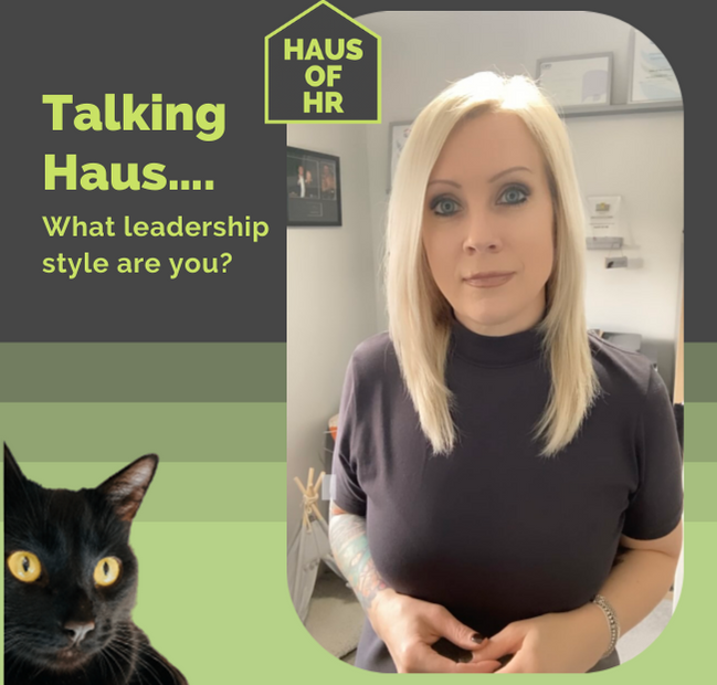 Talking Haus HR video. Female with blonde hair and black cat