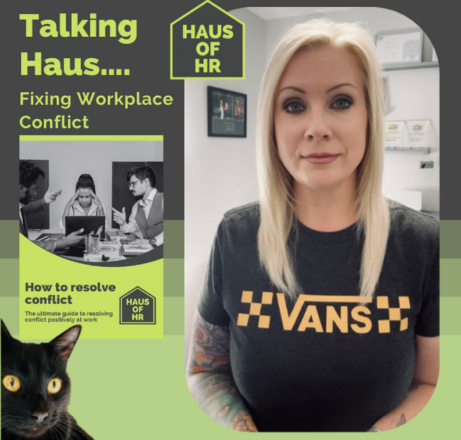 Talking Haus HR Video. Female with blonde hair and black cat