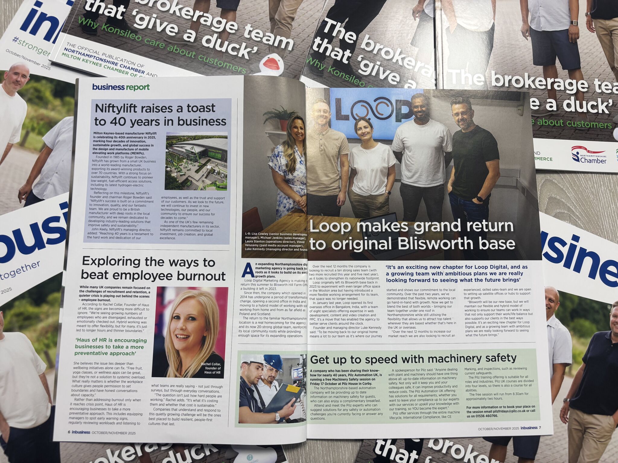 Copy of the inbusiness magazine, displaying the article written by Rachel Collar, Founder of Haus of HR